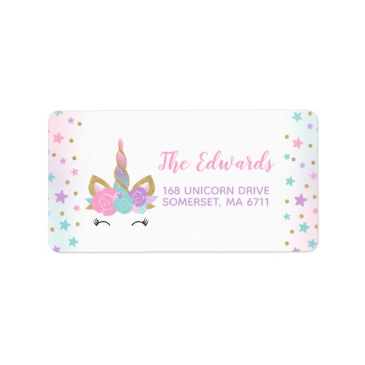Magical Unicorn Address Labels Unicorn Party Adressaufkleber (Vorne)