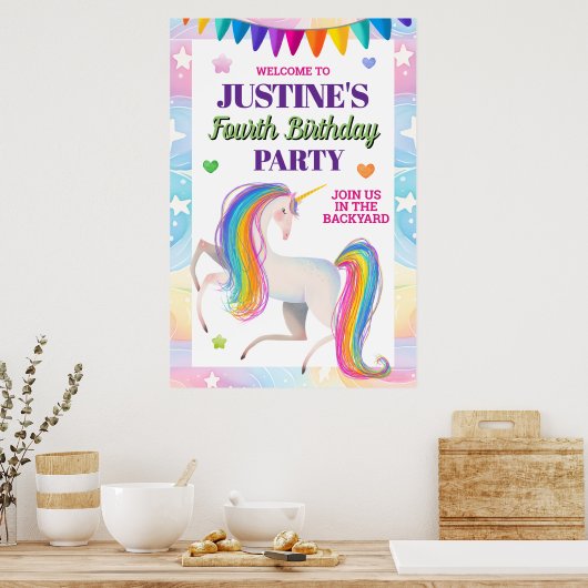 Magical Unicorn Any Age Birthday Party Poster (Küche)