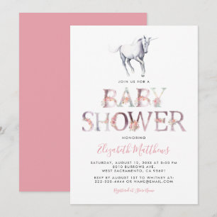 Magical Unicorn Baby Dusche   Pink Floral Girl Einladung