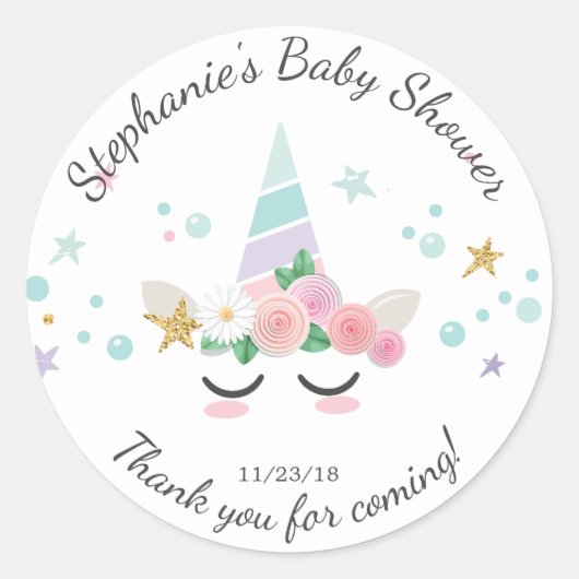 Magical Unicorn Baby Shower Fevor Sticker (Vorderseite)