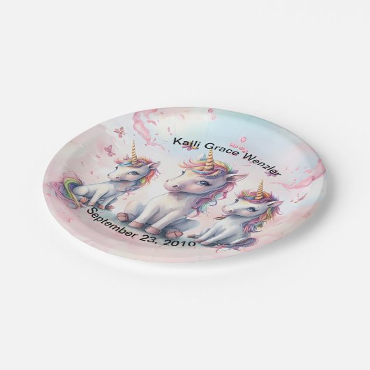 Magical Unicorn Baby Shower Paper Teller (Schrägansicht)