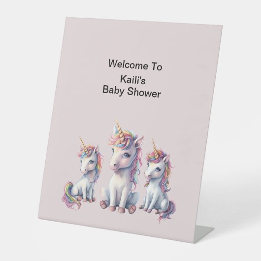 Magical Unicorn Baby Shower Pedestzeichen Sockelschild (Vorderseite)