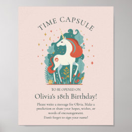 Magical Unicorn Birthday Baby Shower Time Kapsel Poster