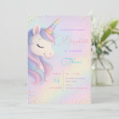 Magical Unicorn Birthday Bash Einladung (Stehend Vorderseite)