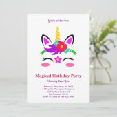 Magical Unicorn Birthday Einladung (Stehend Vorderseite)