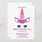 Magical Unicorn Birthday Einladung (Vorne/Hinten)