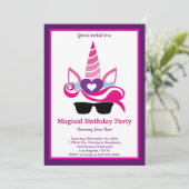 Magical Unicorn Birthday Einladung (Stehend Vorderseite)
