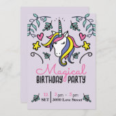 Magical Unicorn Birthday Einladung (Vorne/Hinten)