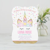 Magical Unicorn Birthday Einladung Unicorn Party (Stehend Vorderseite)