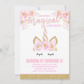 Magical Unicorn Birthday Einladung Unicorn Party (Vorderseite)
