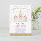 Magical Unicorn Birthday Einladung Unicorn Party (Stehend Vorderseite)