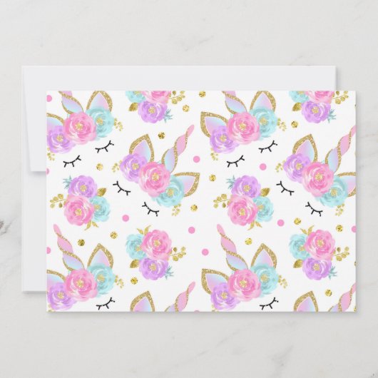 Magical Unicorn Birthday Einladung Unicorn Party (Rückseite)