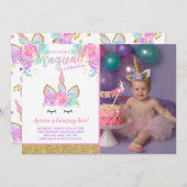 Magical Unicorn Birthday Einladung Unicorn Party (Vorne/Hinten)