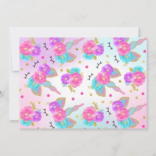 Magical Unicorn Birthday Einladung Unicorn Party (Rückseite)