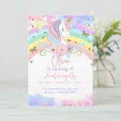 Magical Unicorn Birthday Einladung Unicorn Party (Stehend Vorderseite)