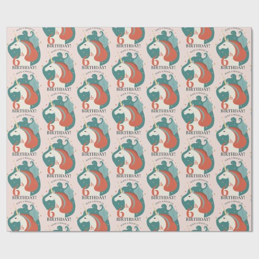 Magical Unicorn Birthday Geschenkpapier (Flach)