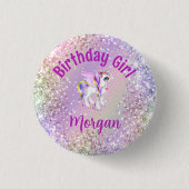 Magical Unicorn Birthday Girl Button (Vorderseite)