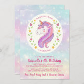Magical Unicorn Birthday Girl Party Einladung (Vorne/Hinten)