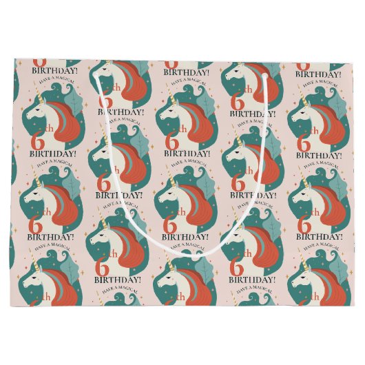 Magical Unicorn Birthday Große Geschenktüte (Rückseite)