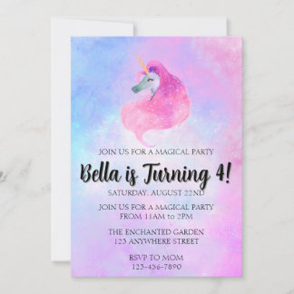 Magical Unicorn Birthday Invitation Einladung