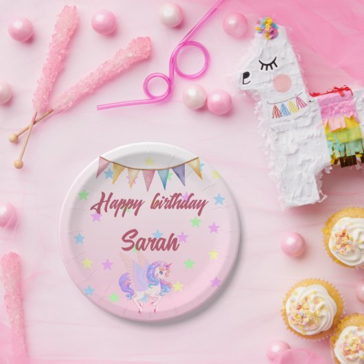 Magical Unicorn Birthday Paper Plate Pappteller (Party)