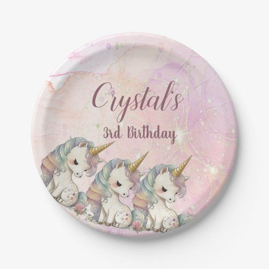 Magical Unicorn Birthday Pappteller (Vorderseite)
