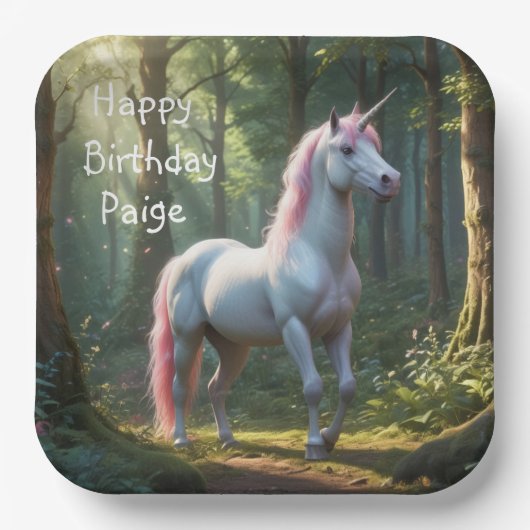 Magical Unicorn Birthday Pappteller (Vorderseite)