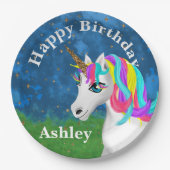 Magical Unicorn Birthday Pappteller (Vorderseite)