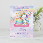 Magical Unicorn Birthday Party Invitation Einladung (Stehend Vorderseite)
