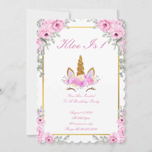 MAGICAL UNICORN BIRTHDAY PARTY INVITATION EINLADUNG (Vorderseite)