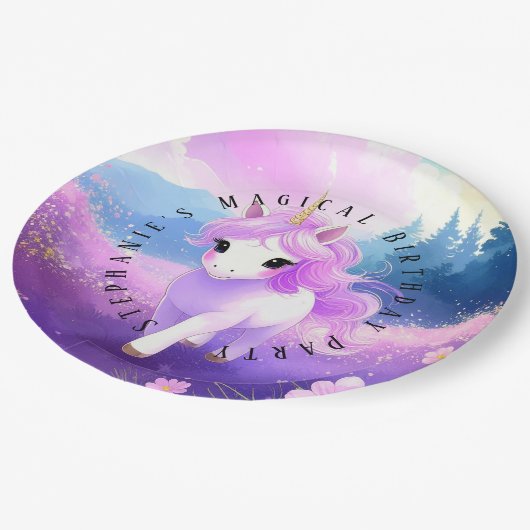 Magical Unicorn Birthday Party Paper Teller (Schrägansicht)