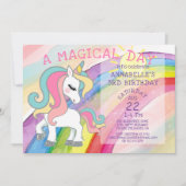 Magical Unicorn Birthday Rainbow Fairytale Einladung (Vorderseite)