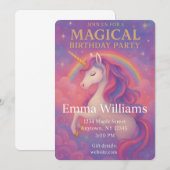 Magical Unicorn Birthday | Rosa, Gold, Fantasie Einladung (Vorne/Hinten)