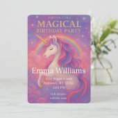 Magical Unicorn Birthday | Rosa, Gold, Fantasie Einladung (Stehend Vorderseite)