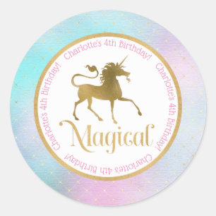 Magical Unicorn Birthday Runder Aufkleber