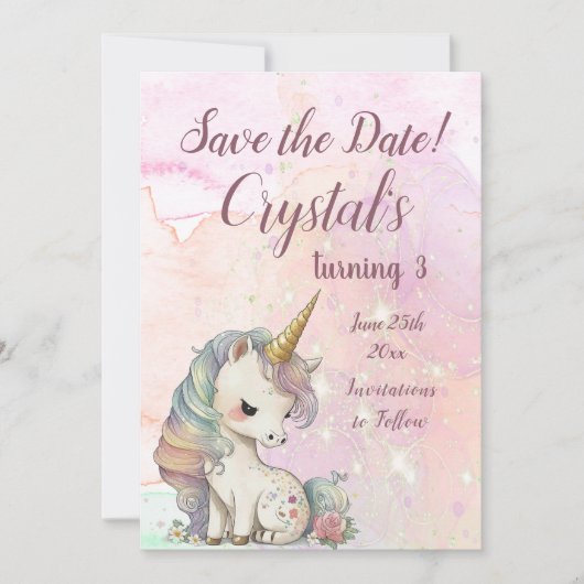 Magical Unicorn Birthday Save The Date (Vorderseite)