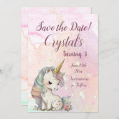 Magical Unicorn Birthday Save The Date (Vorne/Hinten)