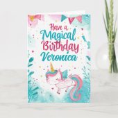 Magical Unicorn Birthday wünscht Gruß Karte (Vorderseite)