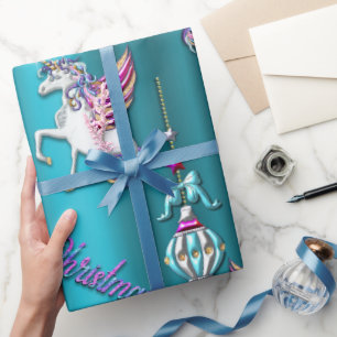 Magical Unicorn Blue Christmas Geschenkpapier