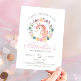 Magical Unicorn Blume Geburtstagsparty Einladung