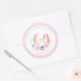 Magical Unicorn Blume Geburtstagsparty Gefallen Runder Aufkleber