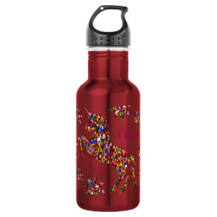 Magical Unicorn Blume glaubt Glitzer personalisier Edelstahlflasche