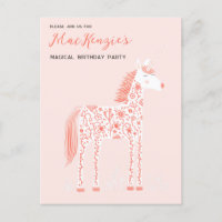 Magical Unicorn Blush Pink Geburtstagsparty Einlad