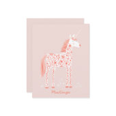 Magical Unicorn Blush Pink Personalized Name Mitteilungskarte (Vorderseite/Rückseite Beispiel)