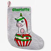 Magical Unicorn Cupcake Red Green Niedlich Kleiner Weihnachtsstrumpf (Vorderseite)