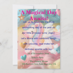 Magical Unicorn Dream Birthday Einladung