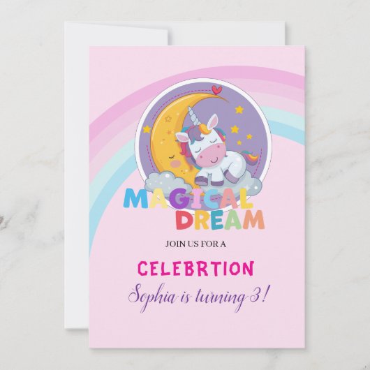Magical Unicorn Dream Einladung (Vorderseite)
