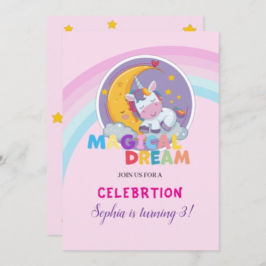 Magical Unicorn Dream Einladung (Vorne/Hinten)