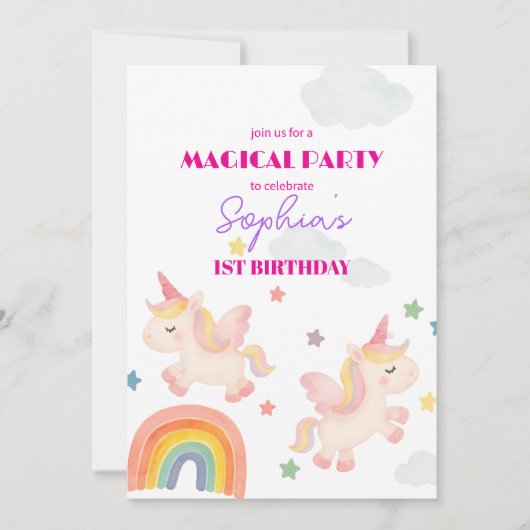 Magical Unicorn Dreamland Einladung (Vorderseite)