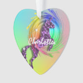 Magical Unicorn Editable Name Niedlich Girl Ornament (Vorderseite)